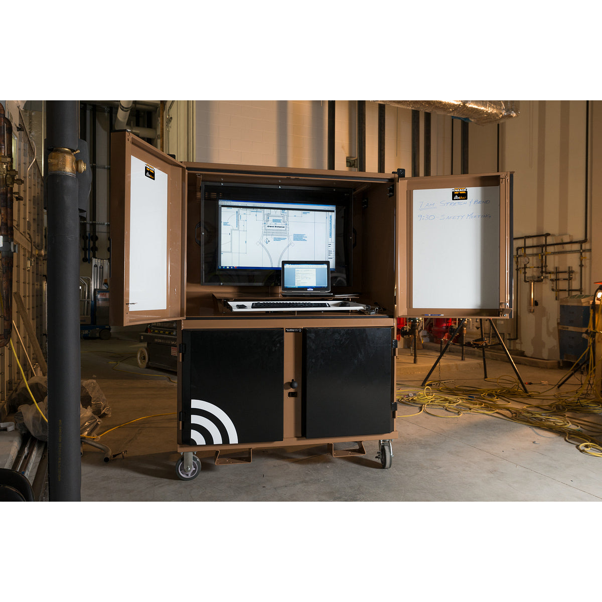 Knaack 118-02 DataVault bare mobile digital plan station, doors open interior