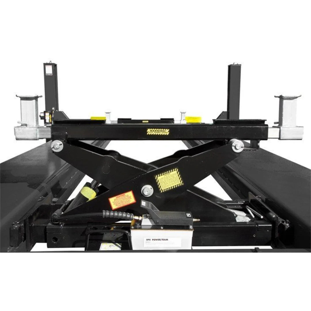 BendPak RBJ15000 rolling bridge jack raised, scissor mechanism and power unit