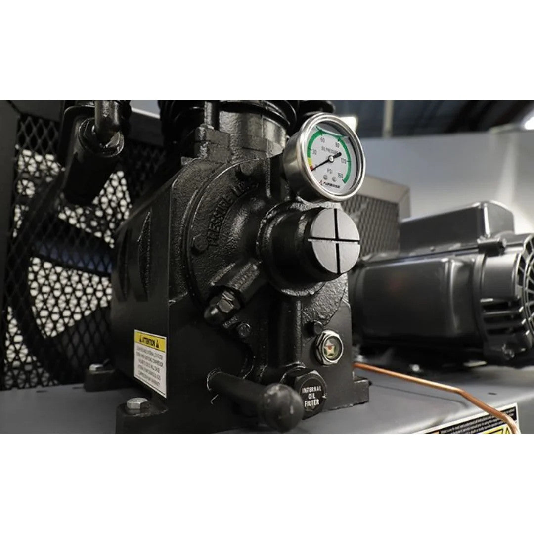 BendPak TSP-580V-601 air compressor, cast iron two-stage pump detail