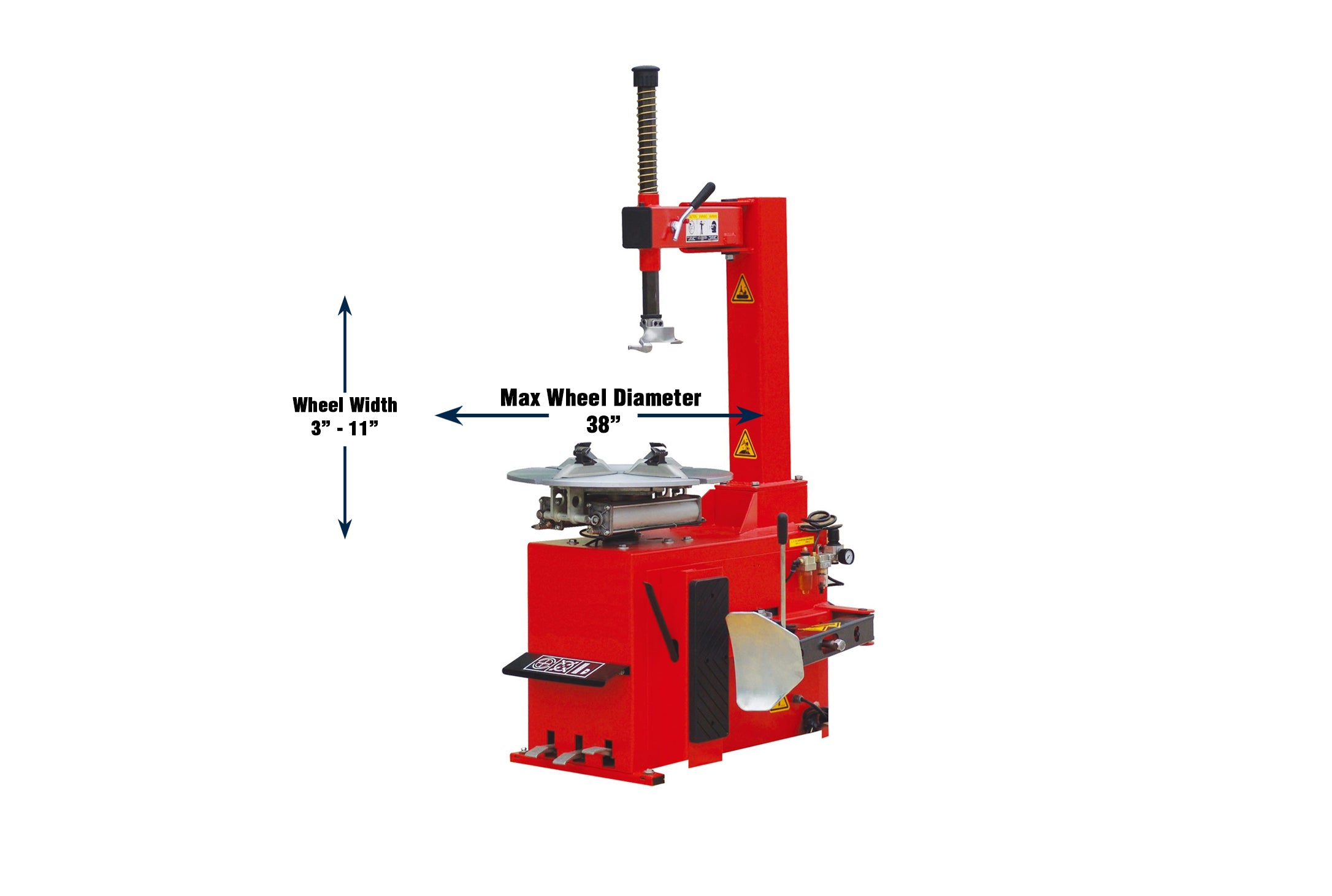 Tuxedo TC-430 tire changer angle view