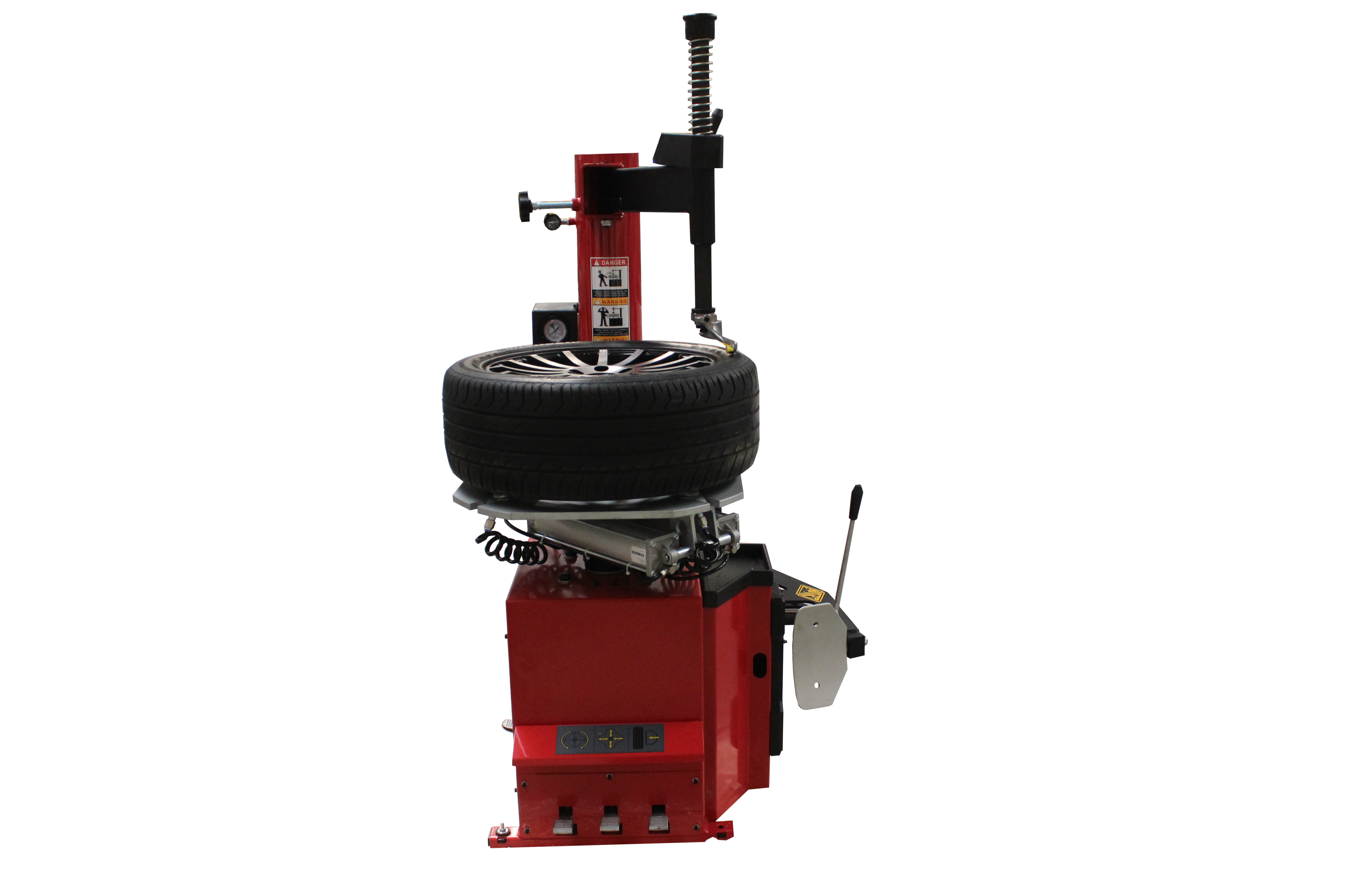 Tuxedo TC-530 tire changer with mounted tire