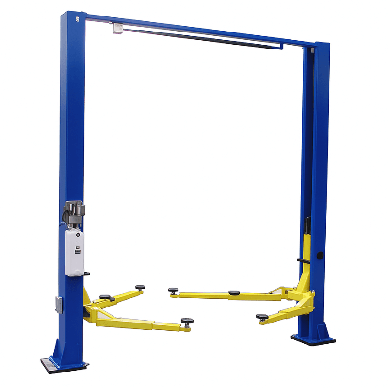 Tuxedo TP9KSCX two post clear floor lift, full view
