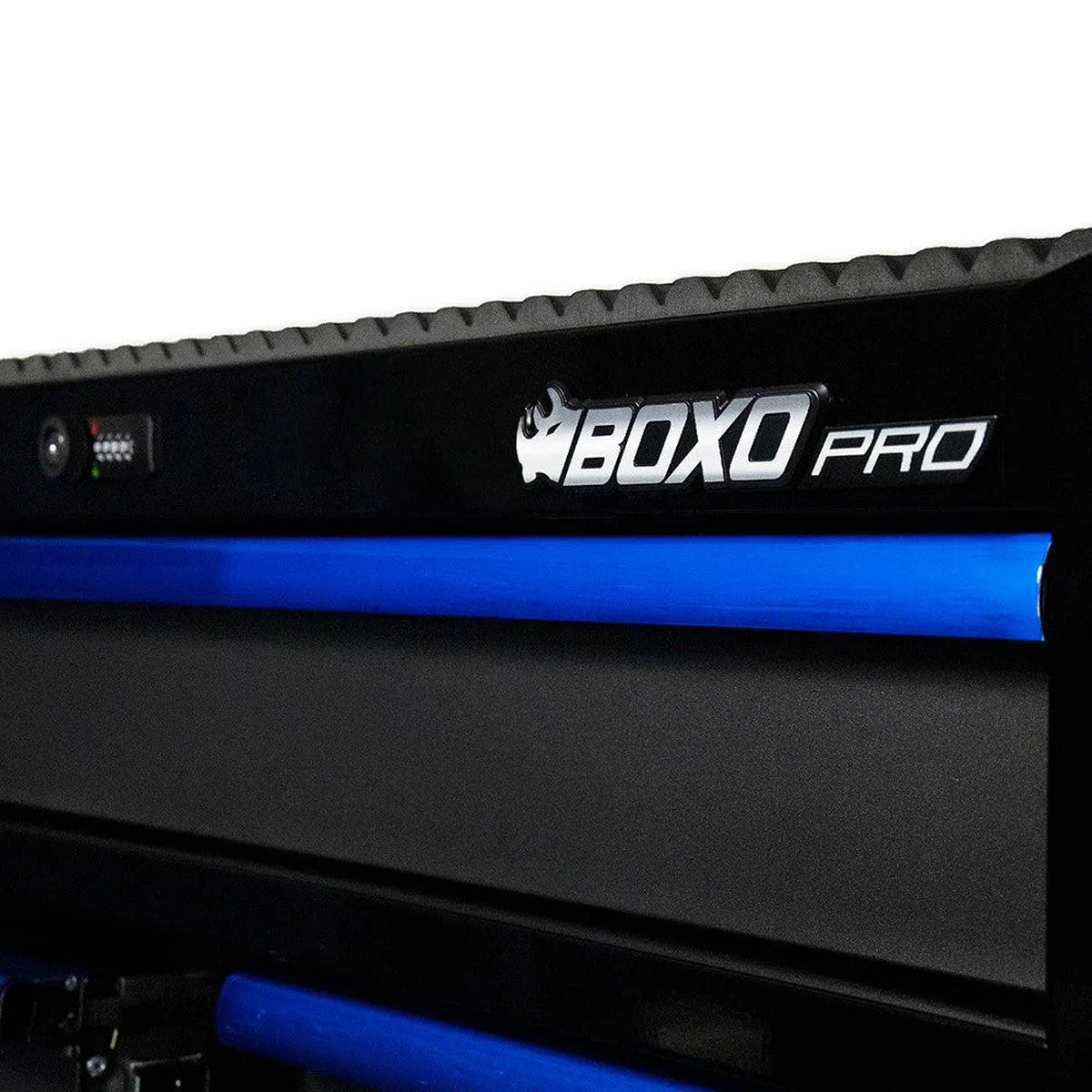 BOXO Pro Series 45-inch 11-drawer roll cabinet black side view