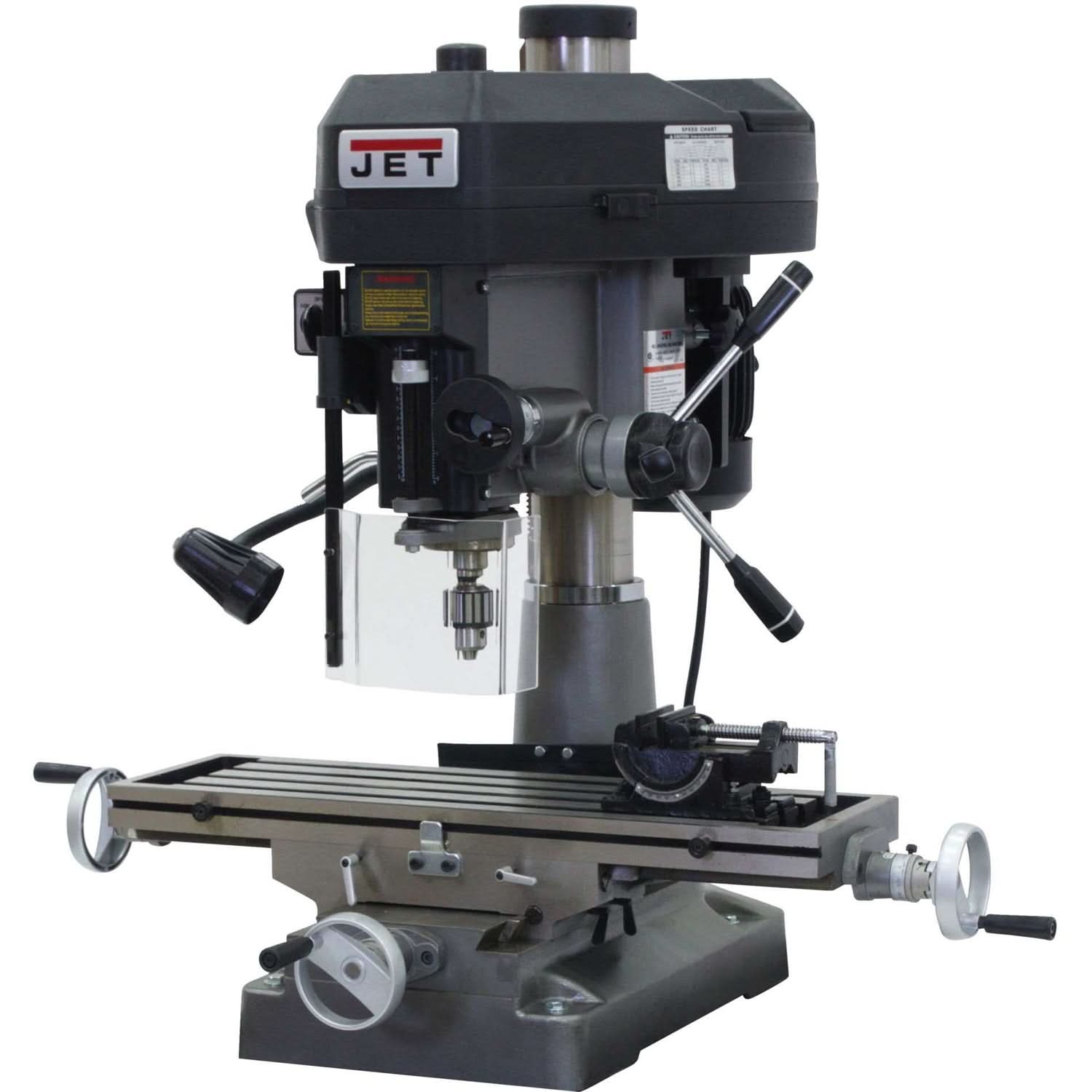 JET JMD-18 benchtop mill drill with R-8 taper, angled view