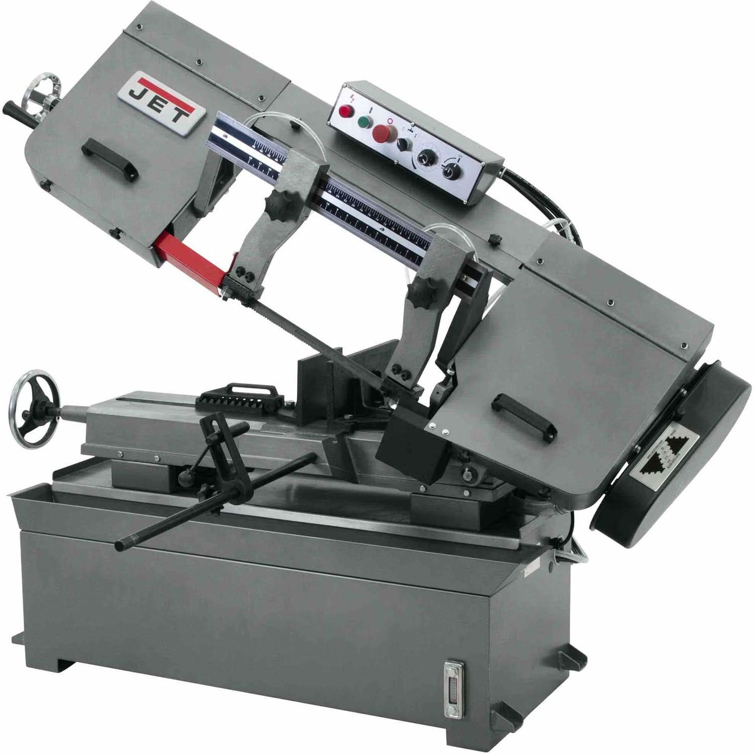JET HBS-1018W horizontal bandsaw, angled view head raised