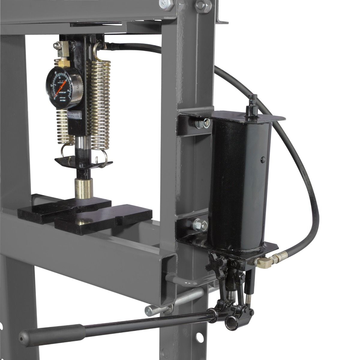 Ranger RP-20HD shop press cylinder and hydraulic pump detail