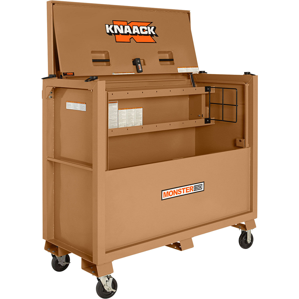 KNAACK 1000 Monster Box Piano Box shown open with shelves