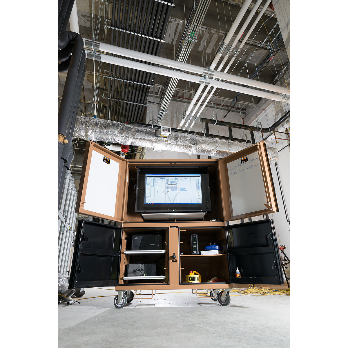 Knaack 118-01-KL DataVault mobile digital plan station, all doors open interior