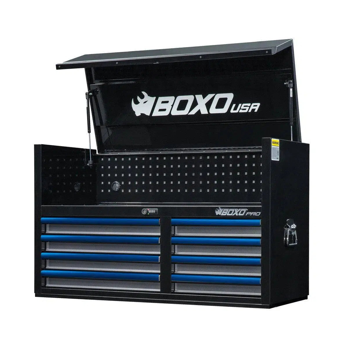BOXO Pro Series 45-inch 8-drawer top chest with blue anodized drawer trim