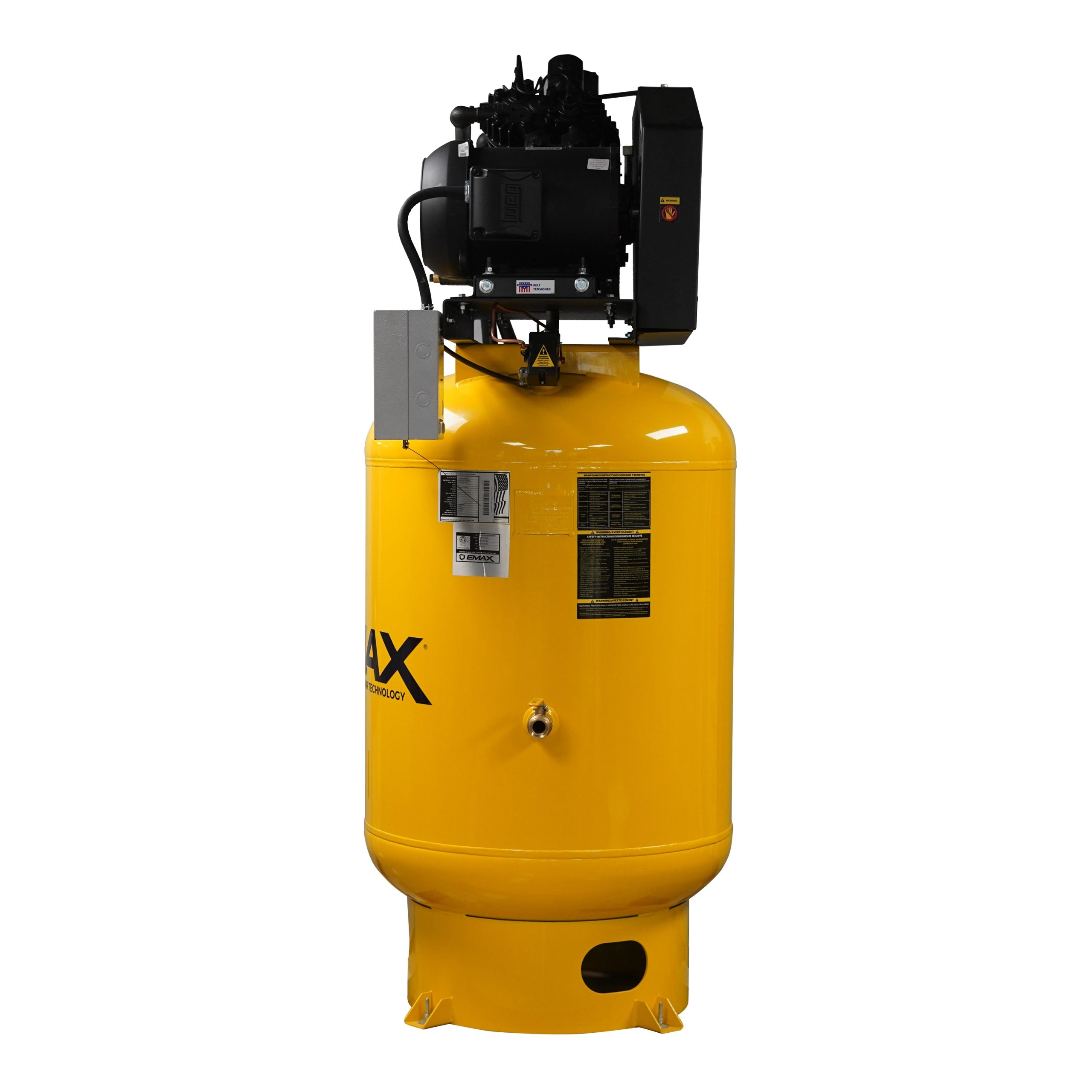 EMAX Silent Air Plus ESP10V120V1 10 HP 120 gallon compressor, pump and motor view