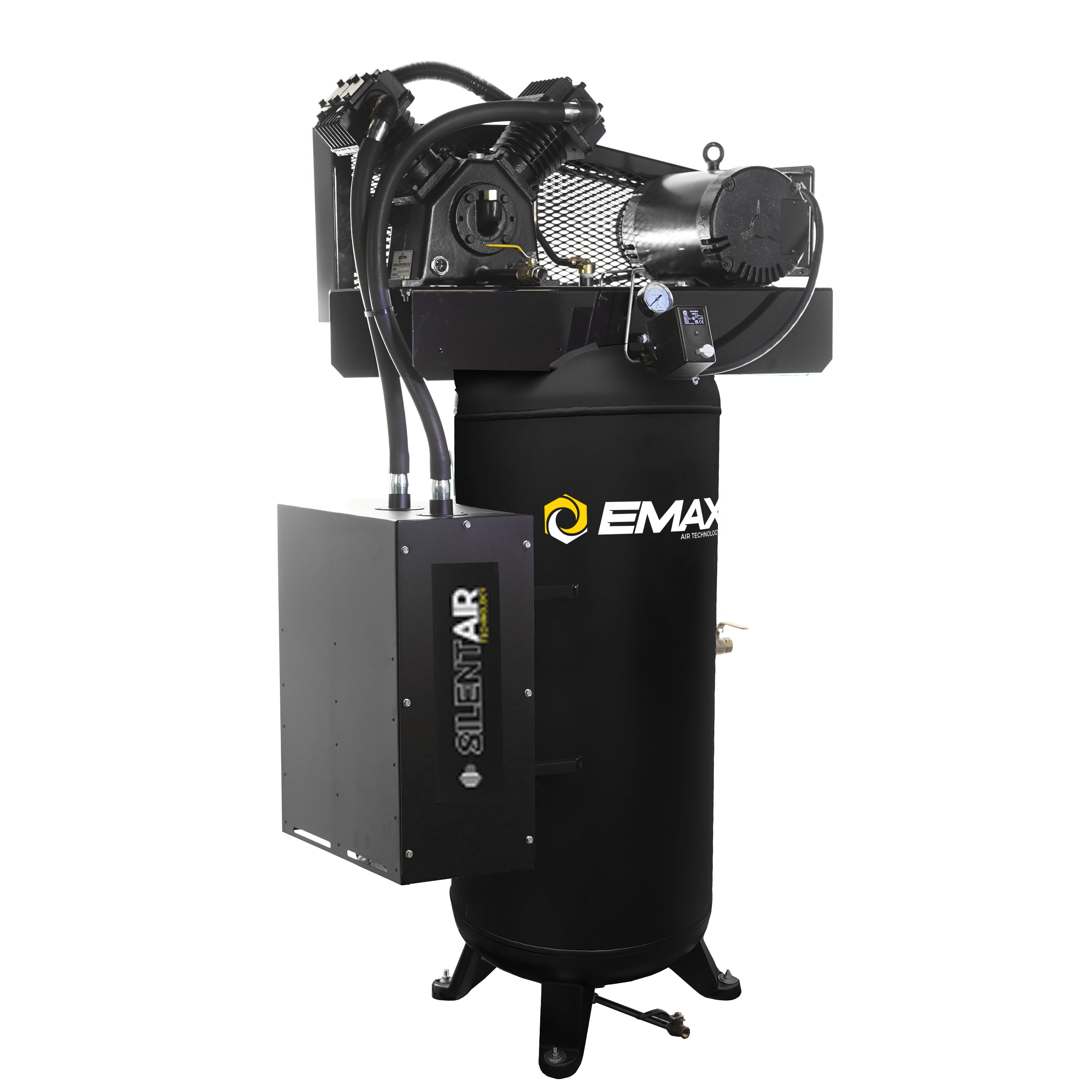 EMAX Industrial 5 HP single-stage 60 gallon air compressor front view