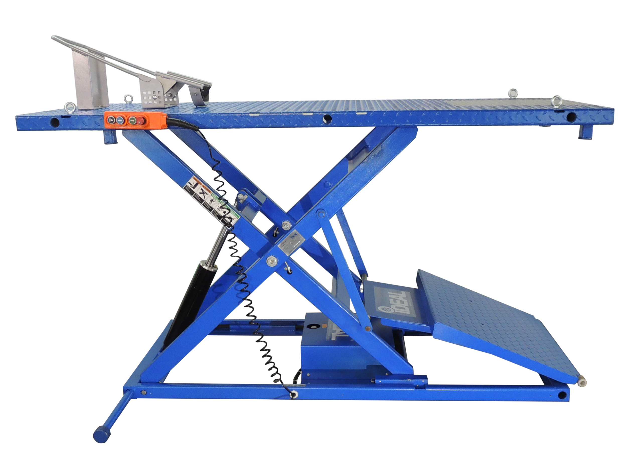 Tuxedo M-2200IEH-XR motorcycle lift bench side view