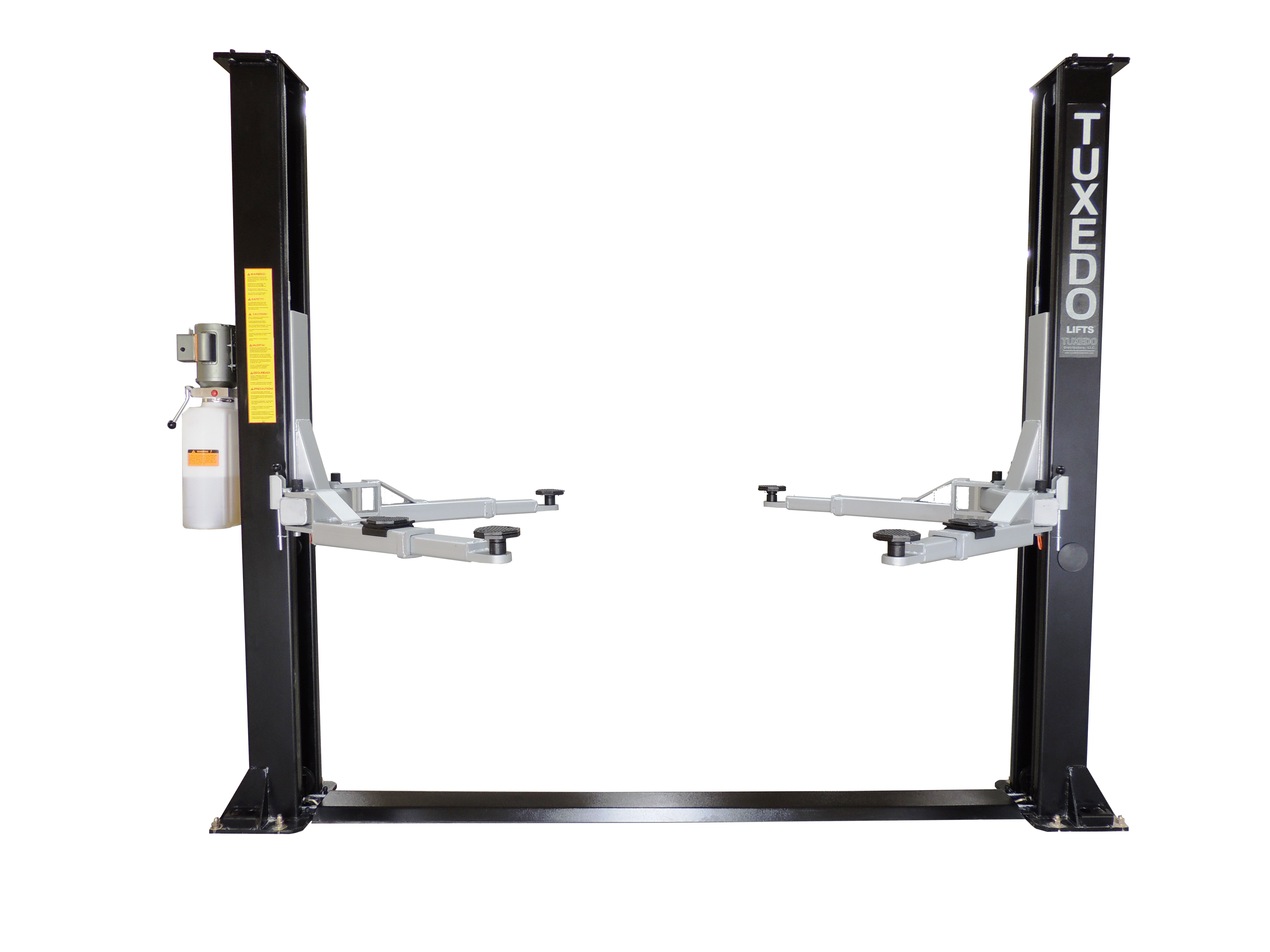 Tuxedo TP9KF-TUX two-post floor plate lift rear view
