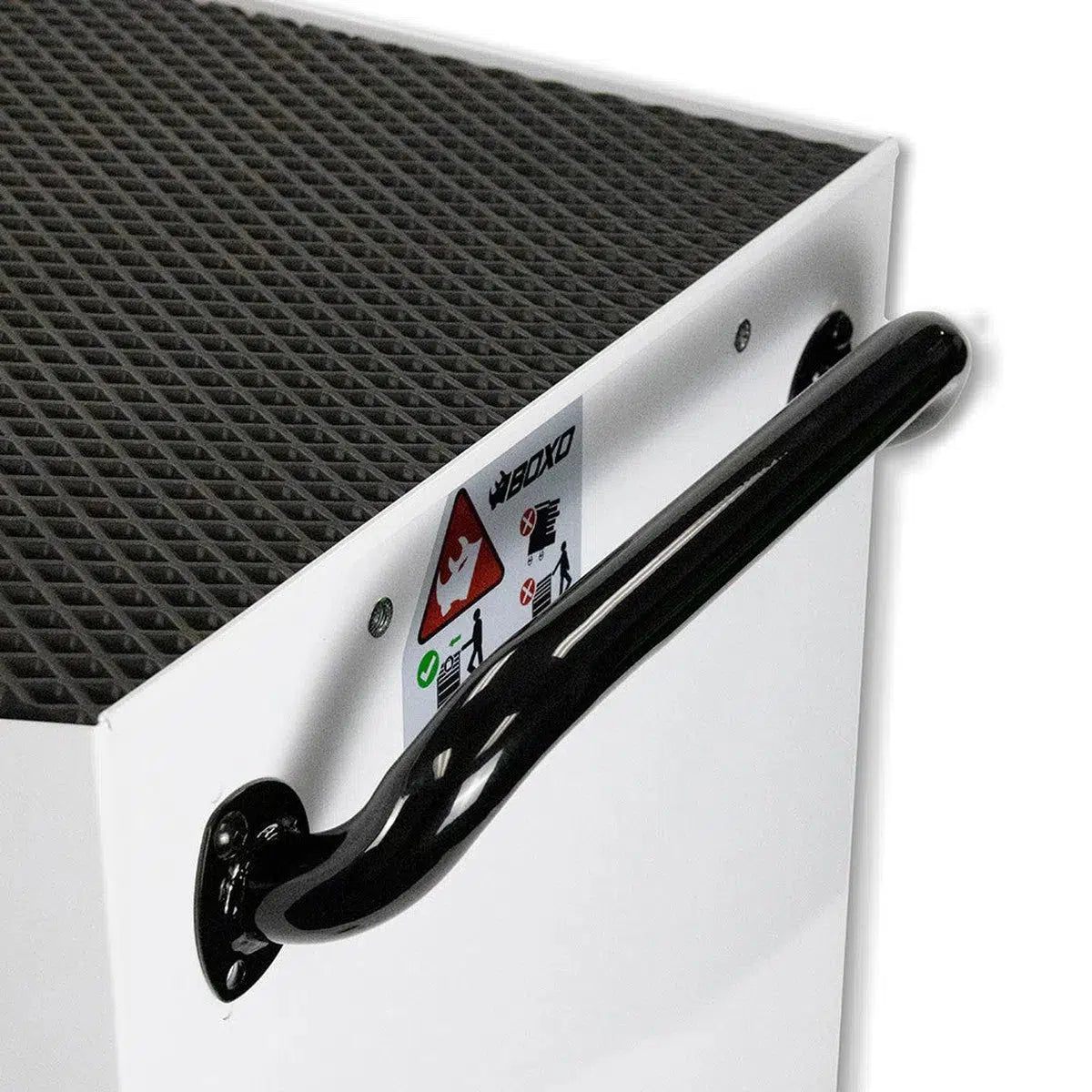 BOXO Pro Series 45-inch 11-drawer roll cabinet white drawers open