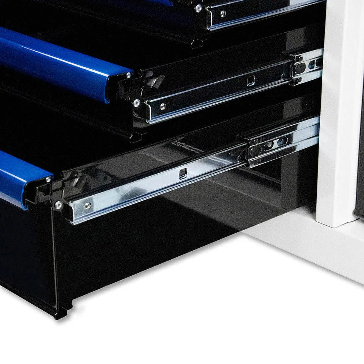 BOXO Pro Series 45-inch 11-drawer roll cabinet white side view
