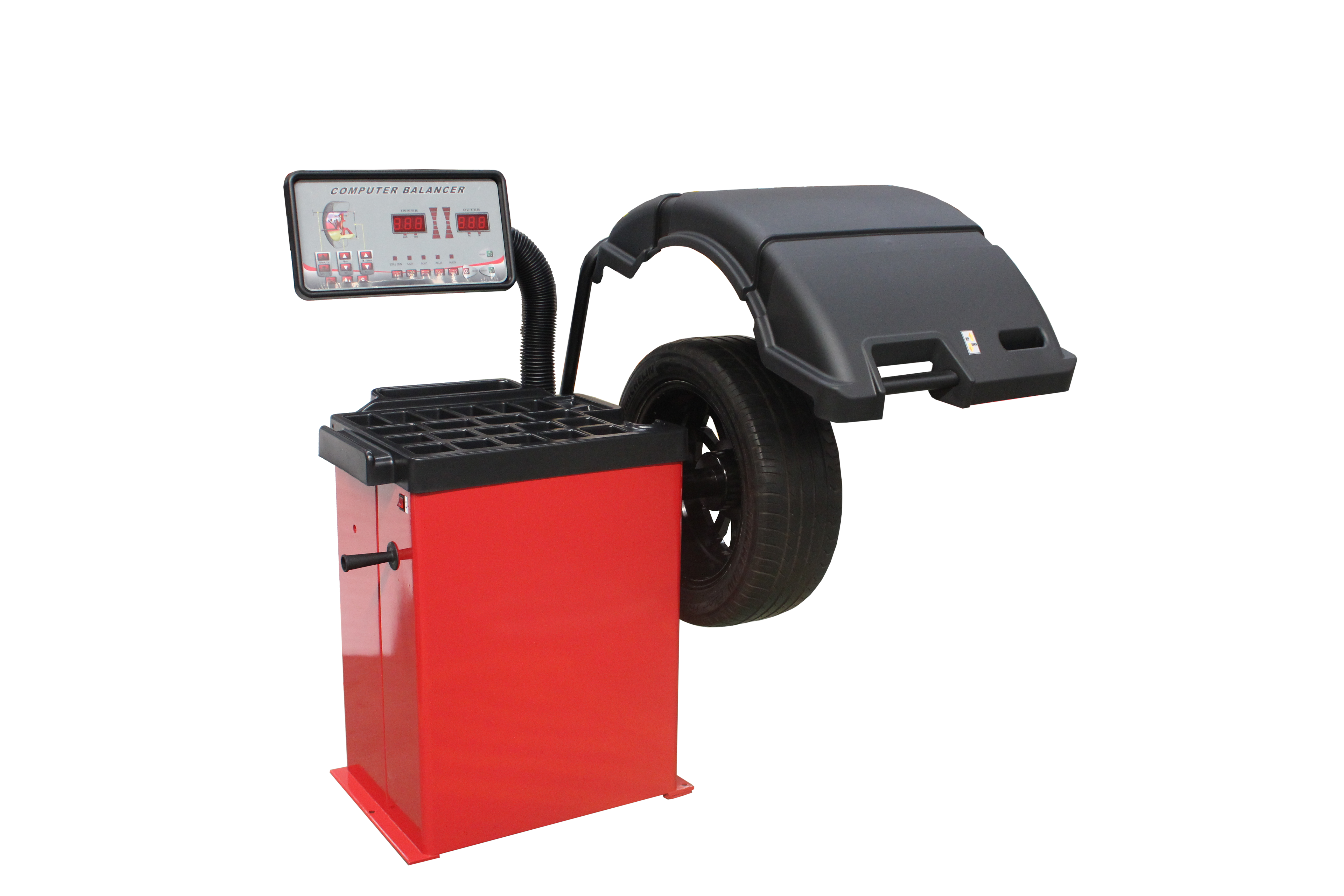 Tuxedo WB-953 wheel balancer with tire mounted
