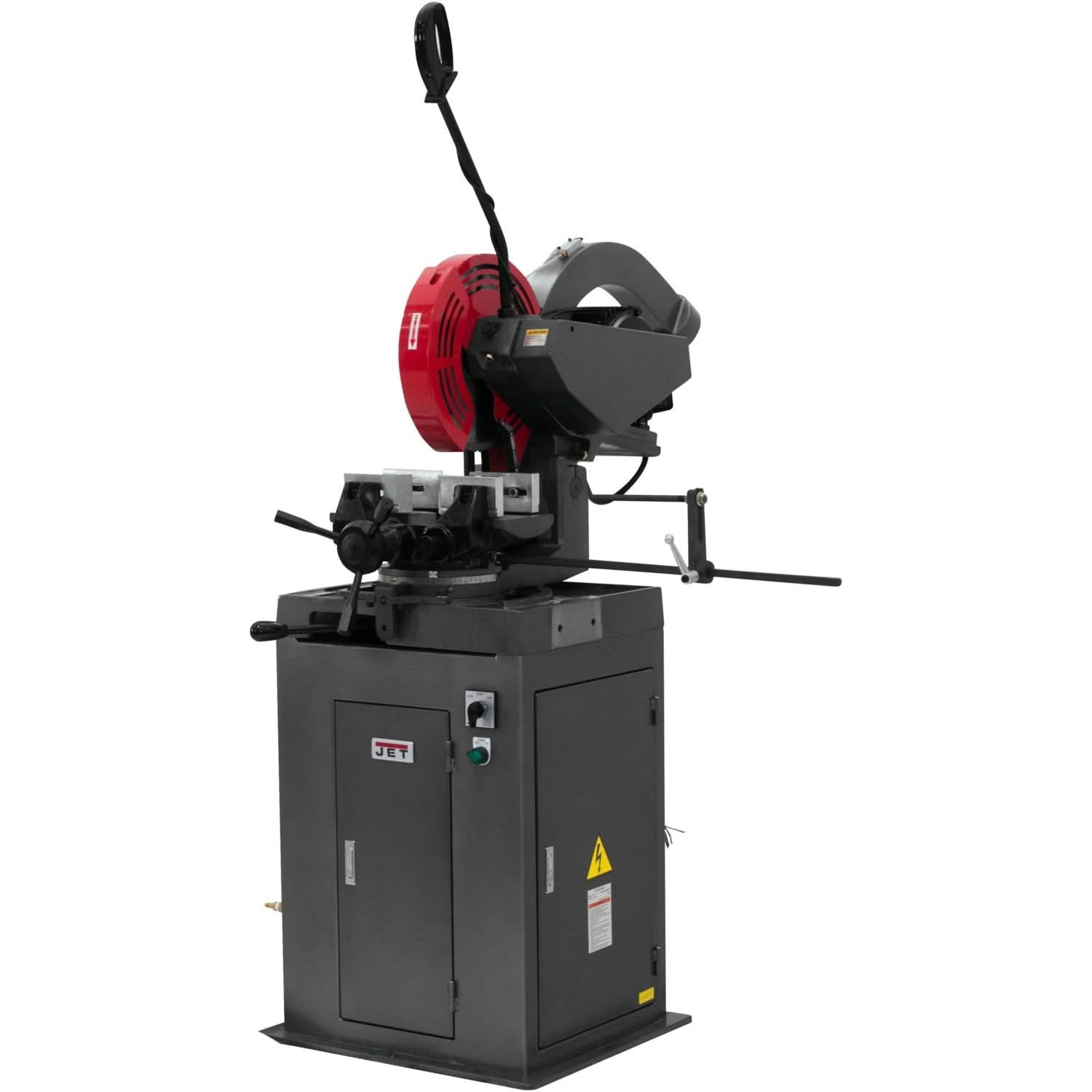 JET J-CK350-2K non-ferrous high speed cold saw with base, angled view
