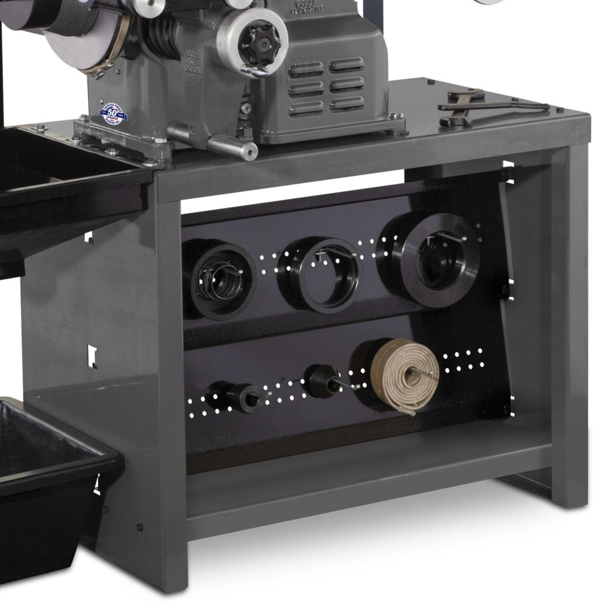Ranger RL-8500 combination brake lathe, lower tool storage detail
