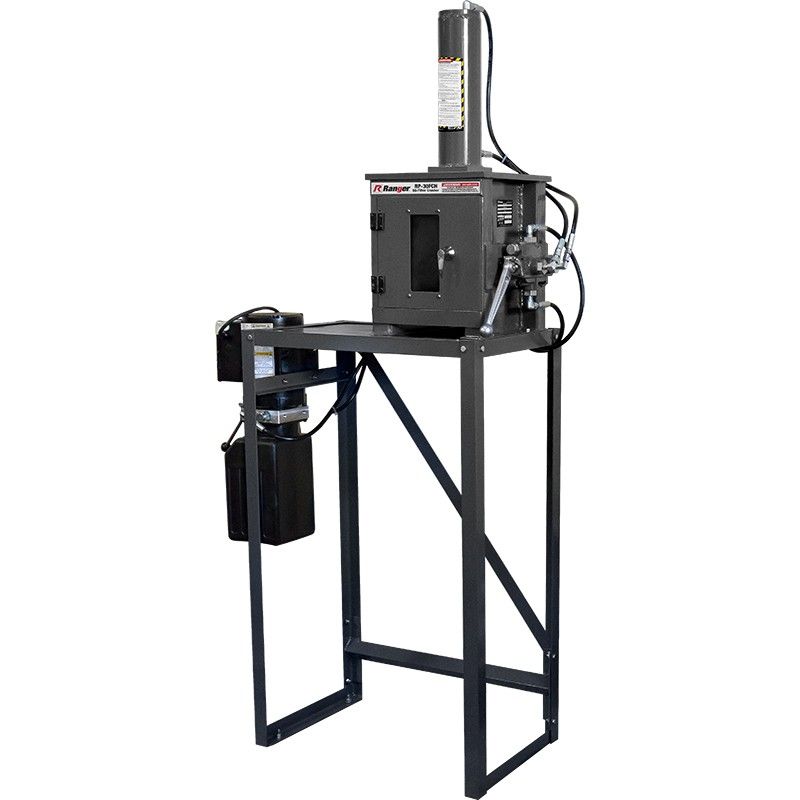 Ranger RP-30FCH oil filter crusher with stand, front view